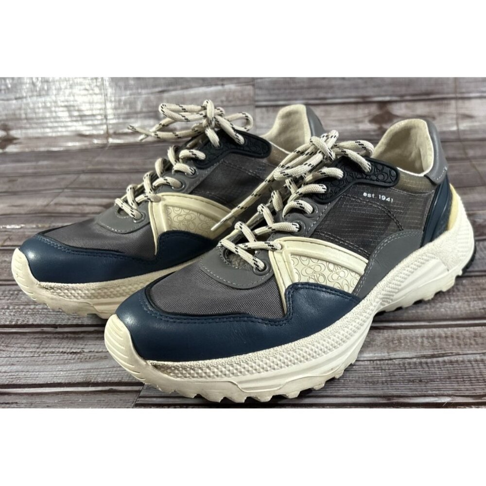 Coach Men's Navy Blue, Gray & Cream Athletic Sneakers